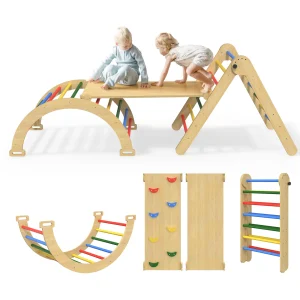 5 in 1 Pikler Triangle Set-Rainbow Indoor/Outdoor