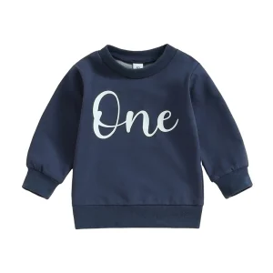 Boy s Long Sleeve Sweatshirt with Letter Print for Autumn Birthday