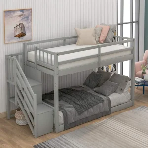 Twin Bunk Bed with Stairs