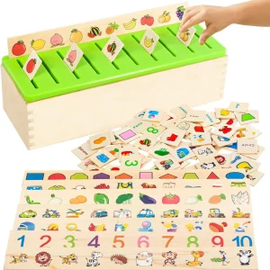 Wooden Montessori Sorting Toys, Educational Early Learning Activities Box
