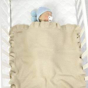 Newborn Knitted Ruffle Swaddle Blanket