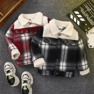 Boys Girls Shirt Jacket Plaid