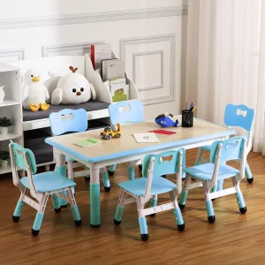 Kids Table and Chairs Set Toddler Height Adjustable