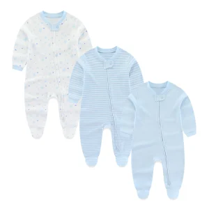 3 Pcs/lot Autumn Winter Solid Zipper Baby Boy Girl Rompers