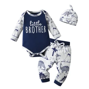 Baby Boys Fashion Bodysuit Top + infant Pants with Hat