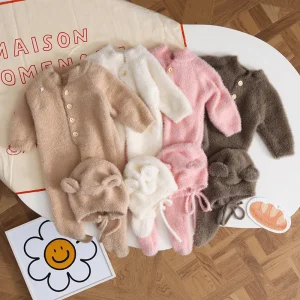 Baby Bodysuit and Hat 2Pieces Set For 0-24M Babies